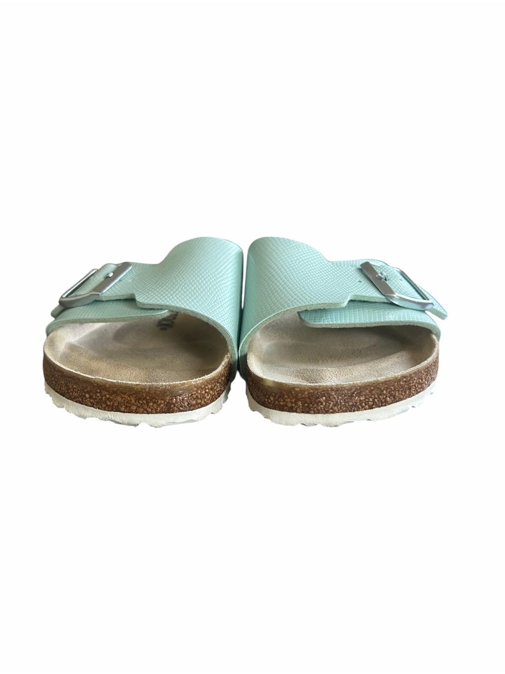 Birkenstock Catalina Lizard Surf Green Silver Single-Buckle Slide Sandal - Picture 5 of 6